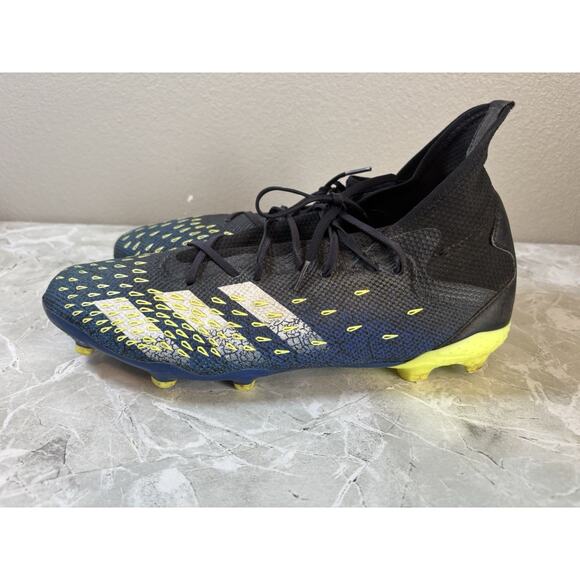 Adidas Predator Freak.3 Firm Men's Size 13 Cleats Black Blue White Yellow - Picture 4 of 10